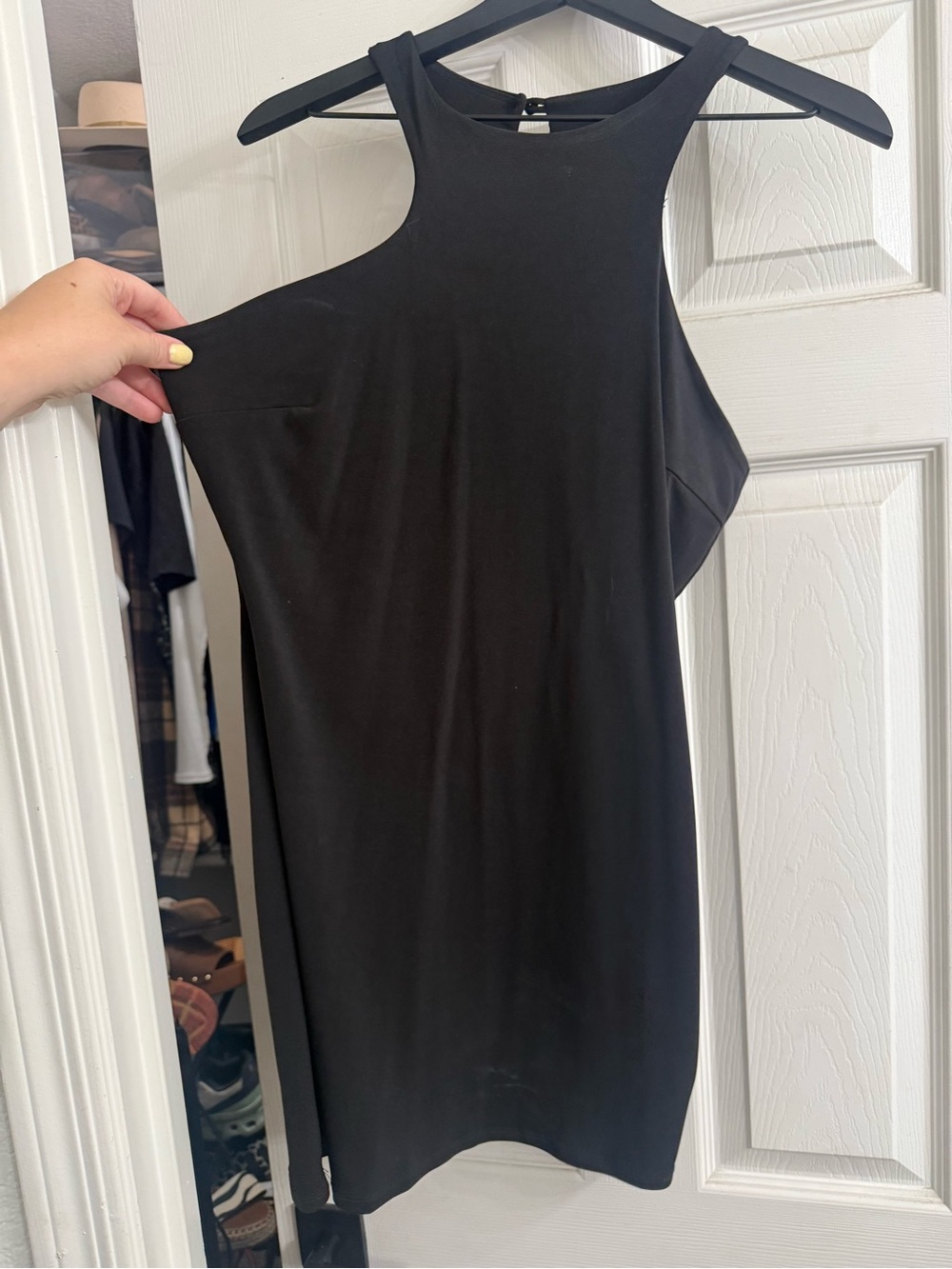 Sleek Black High-Neck Mini Dress